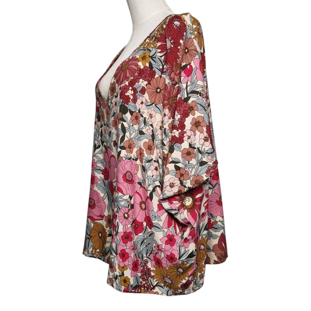NATURAL LIFE Floral V-Neck Blouse - Multicolor - Picture 3 of 6